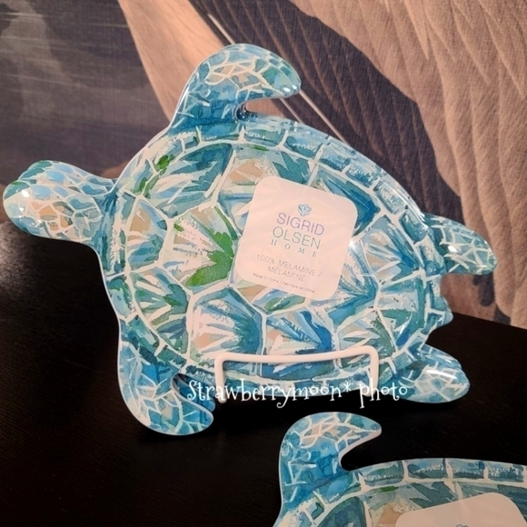 4PC set Sigrid Olsen Melamine Ocean Sea Turtle Salad Appetizer Dessert Plates - Picture 2 of 7